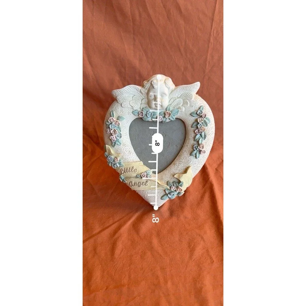 set of two little celestial angel ceramic picture frames 5 inches and 8 inches
